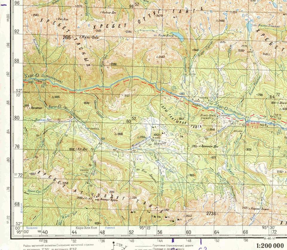 Топографическая карта тайги